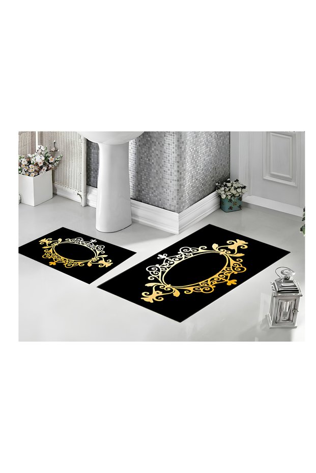 Digital Printed Non-Slip Base Set of 2 Bath Mats Non-Slip Base Toilet Set