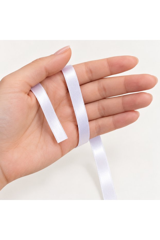 Satin Ribbon White 1 cm 100 Meters Hobby Decoration Ornament Gift Packaging