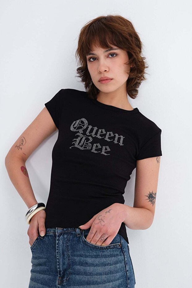 Stone Printed Front T-Shirt P9068