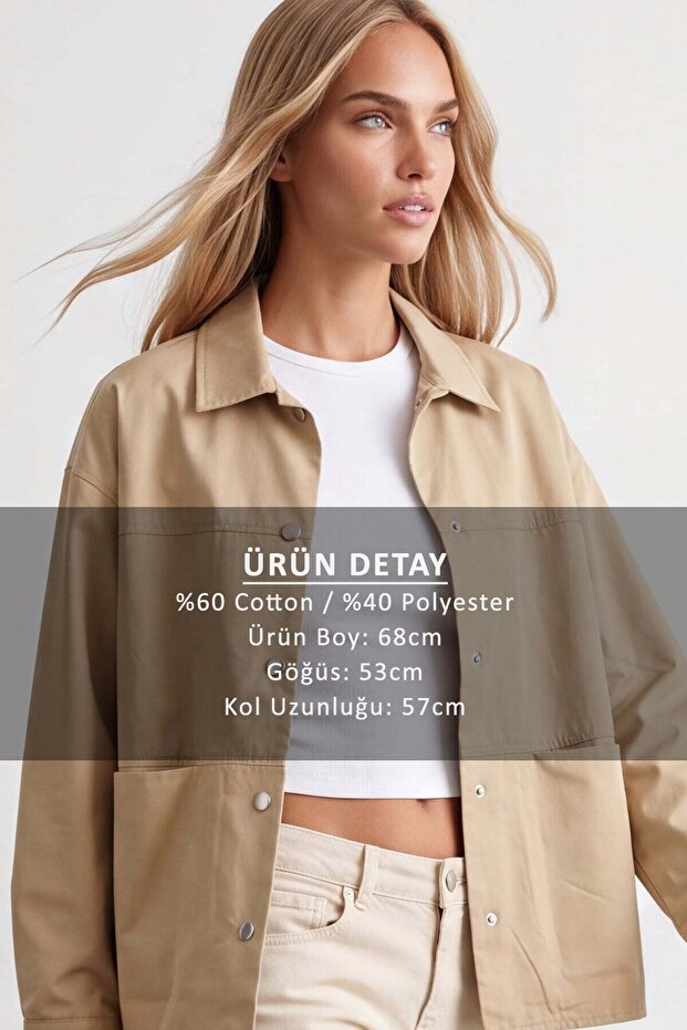 Women's Beige Garnished Snap Closure Jacket Alc-X15648