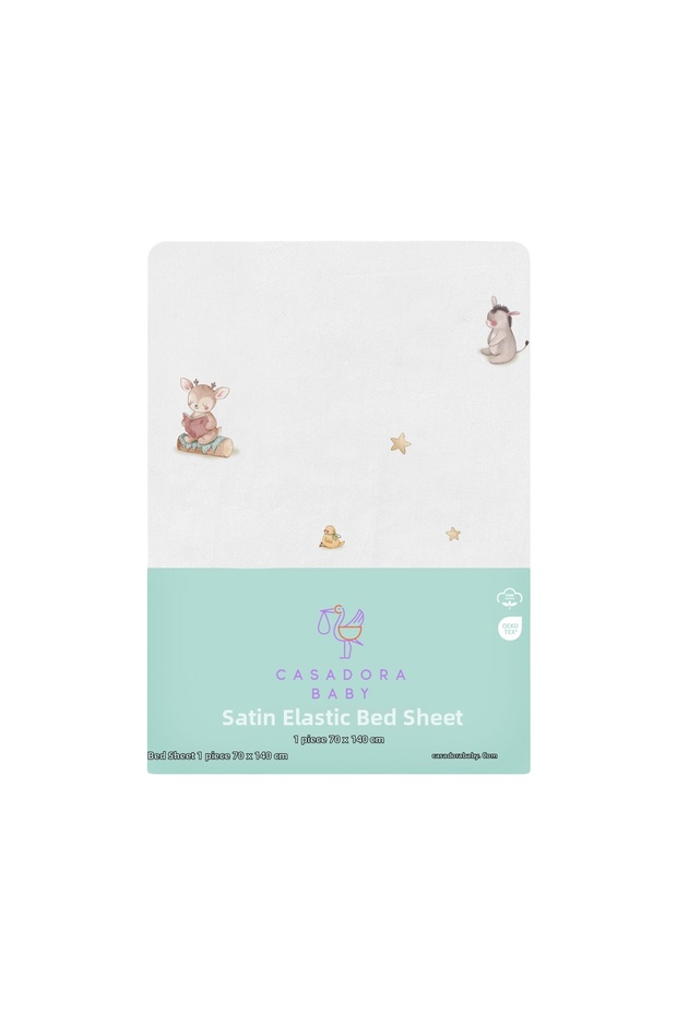 Night Night 100% Organic Cotton Satin Baby Fitted Sheet 70 X 140 cm