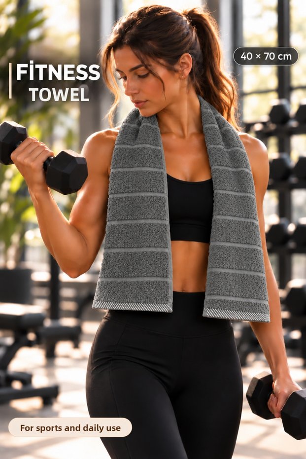 100% Cotton Anthracite Sports Athlete Towel Sweat Absorbent Soft Towel for Fitness Training Gym Boxing 40X70
