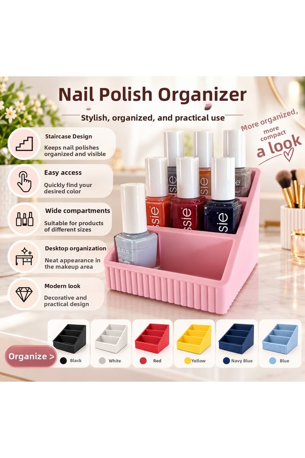 Step-By-Step Nail Polish Organizer – Desktop Makeup and Cosmetic Organizer