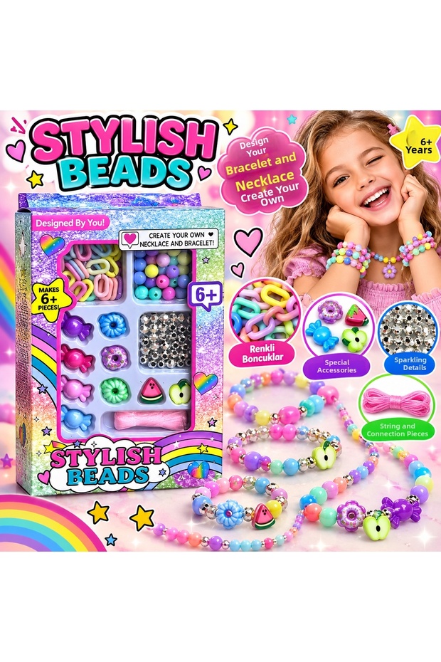 Stylish Beads Bracelet and Necklace Making Kit Colorful Beaded Jewelry Design Set