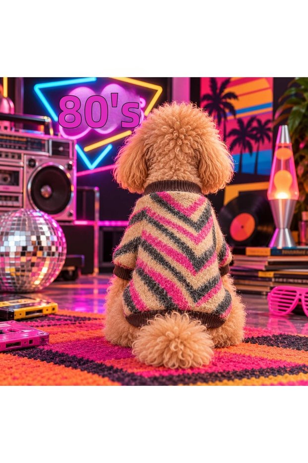 Small Breed 80S Retro Detail Dog Sweater Dog Outfit (1-10kg)