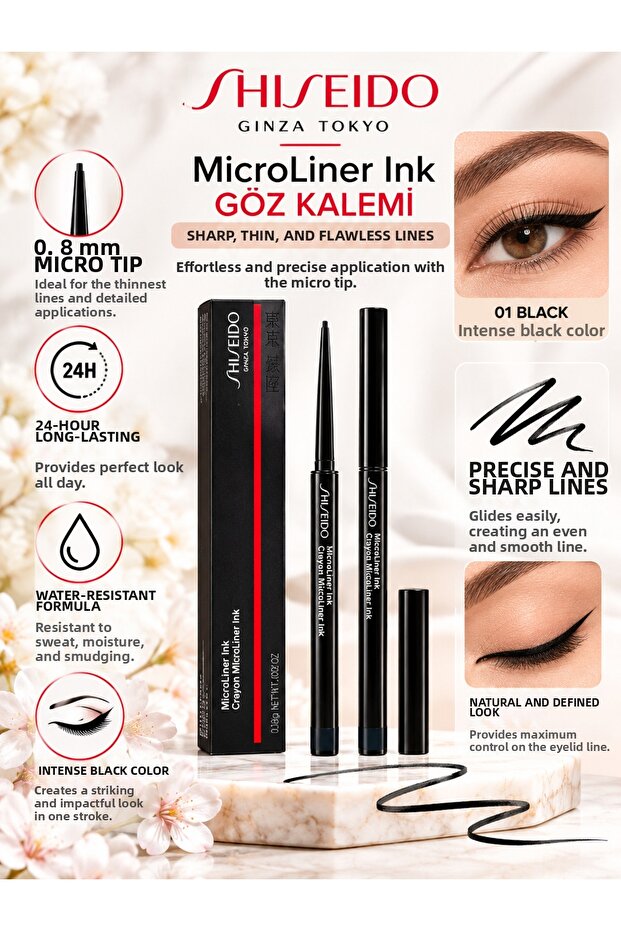 Microliner Ink 01 Black 0.08 g – Long-Lasting and Waterproof Micro Tip Eyeliner That Lasts up to 24 Hours