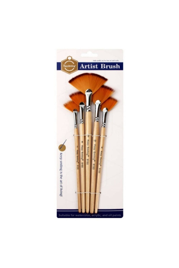 Keep Smiling Synthetic Fan Brush Set of 5 Sizes