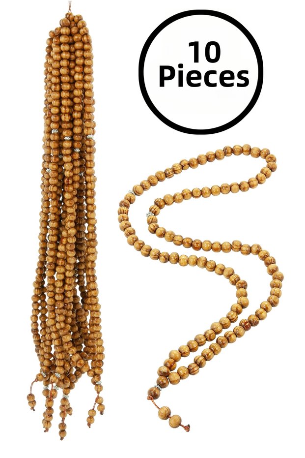 10 Pieces of Wooden Prayer Beads Set of 99, Distributed as a Hajj Umrah Mevlüt Gift