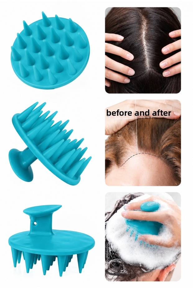 2 Pieces of Soft Silicone Head Scalp Massage Comb Tool with Suction Cups Shower Hair Washing Comb Brush