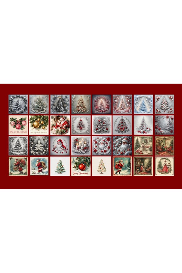 Winter Themed Postcard Set (10X10 cm 32 Pieces)
