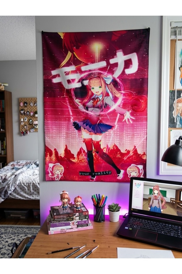 Owl Bag Doki Doki Literature Club Monika Patterned Design Wall Tapestry