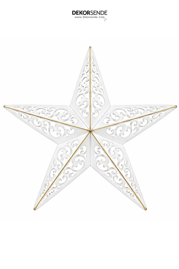 Christmas Decorative Metal Wrought Iron Star Door and Wall Ornament White 77 cm
