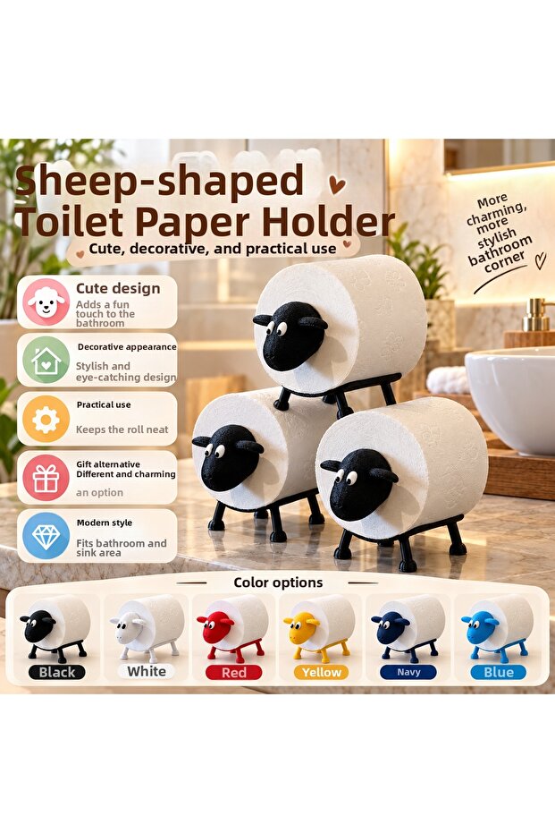 Sheep Figured Toilet Paper Holder – Decorative Bathroom Organizer
