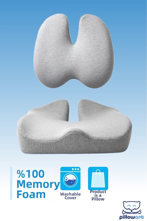 Visco Back Support and Sitting Cushion Set of 2 Pillows – Orthopedic Ergonomic Office Chair and Car Cushion