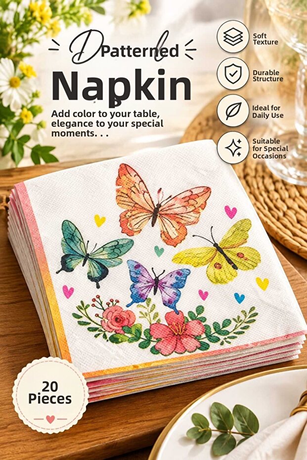 Double Layer Presentation Napkins - Vintage Pinterest Aesthetic, Presentation and Decoupage Napkins, Special Events and Daily Use 20-Pack