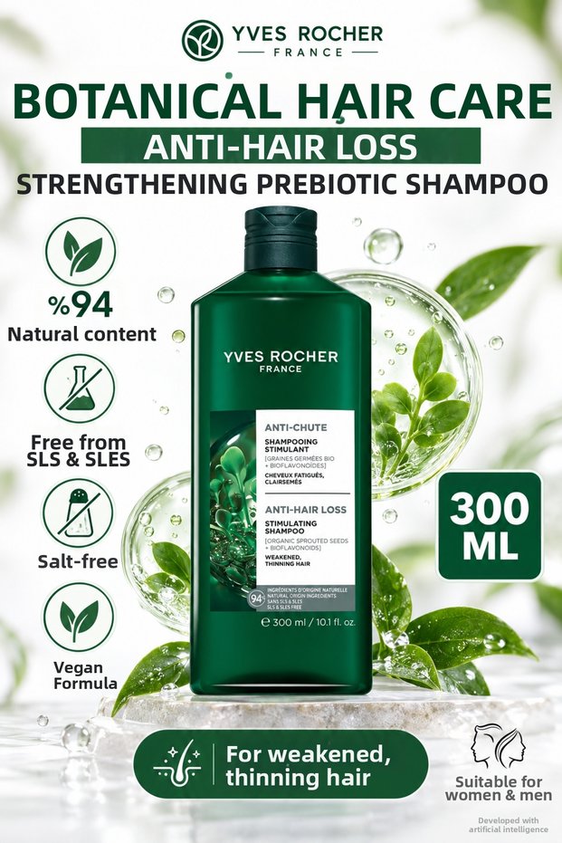 Anti-Hair Loss Strengthening Prebiotic Shampoo 300 ml - Salt-Free & Vegan Anti-Chute