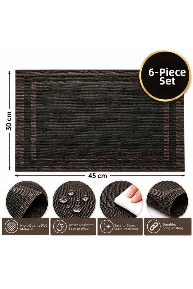 American Service Pvc 30X45Cm Dark Brown Set of 6