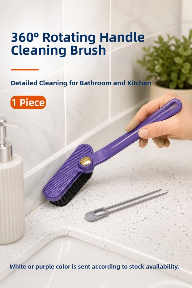Bathroom Kitchen Narrow Space Cleaning Brush with Tweezers and Rotating Head Joint and Corner Cleaner Tool