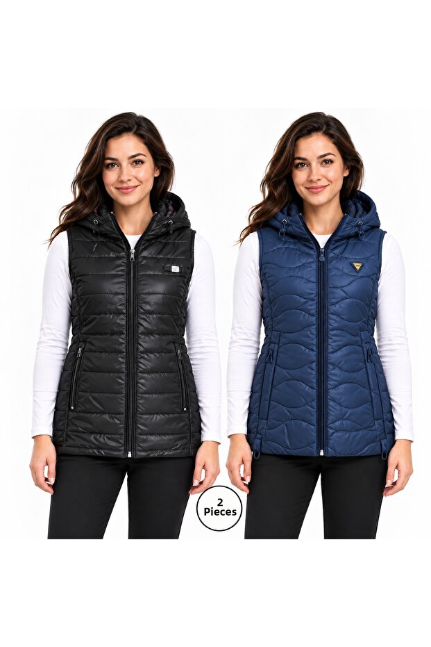 Women's Hooded Quilted Zipper Vest