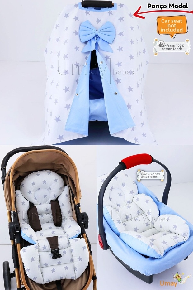 4 Pieces - Stroller Cover, Stroller Cushion with Lumbar Support, Stroller Cushion, Stroller Sheet - Poncho