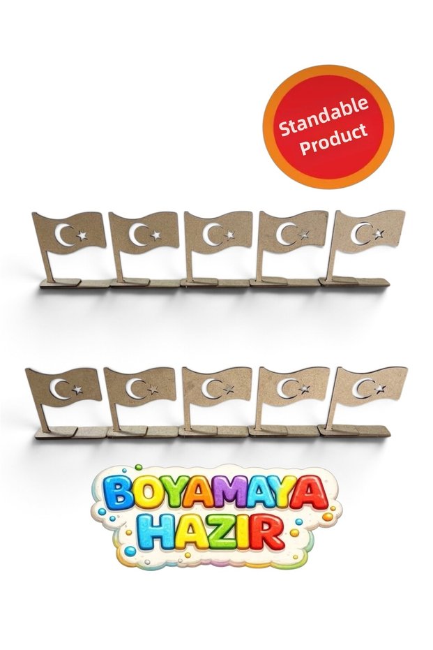 Turkish Flag with Wooden Stand 10 Pieces Event Activity