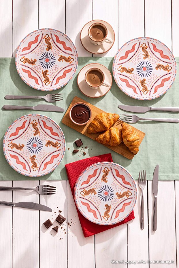Set of 4 Jungle Leopard Patterned Porcelain Serving Plates Tphaw27Tbk00035