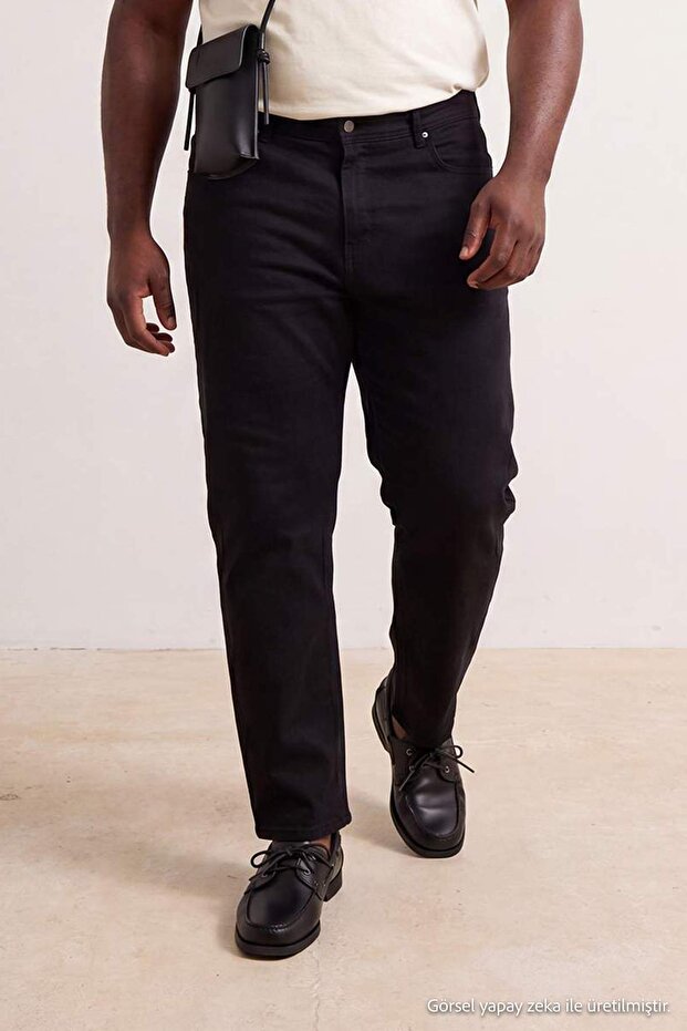 Big Size Black Regular Fit Flexible Fabric Men's Jeans Tmnss26Cj00001