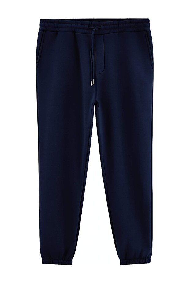 Navy Blue Straight Large Size Sweatpants Tmnaw24Aj00002