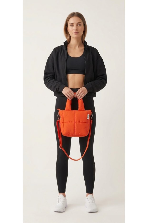 Mini Puffer Orange - Small Square - Water-Resistant Puff Fabric