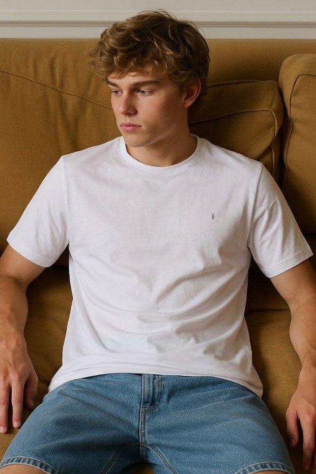 Men's Short Sleeve Comfortable Cotton White T-Shirt