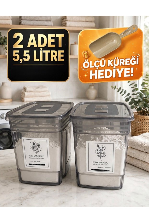 2-Piece Anthracite Detergent Box Storage Container 5.5 Liter Colored and White Detergent Box