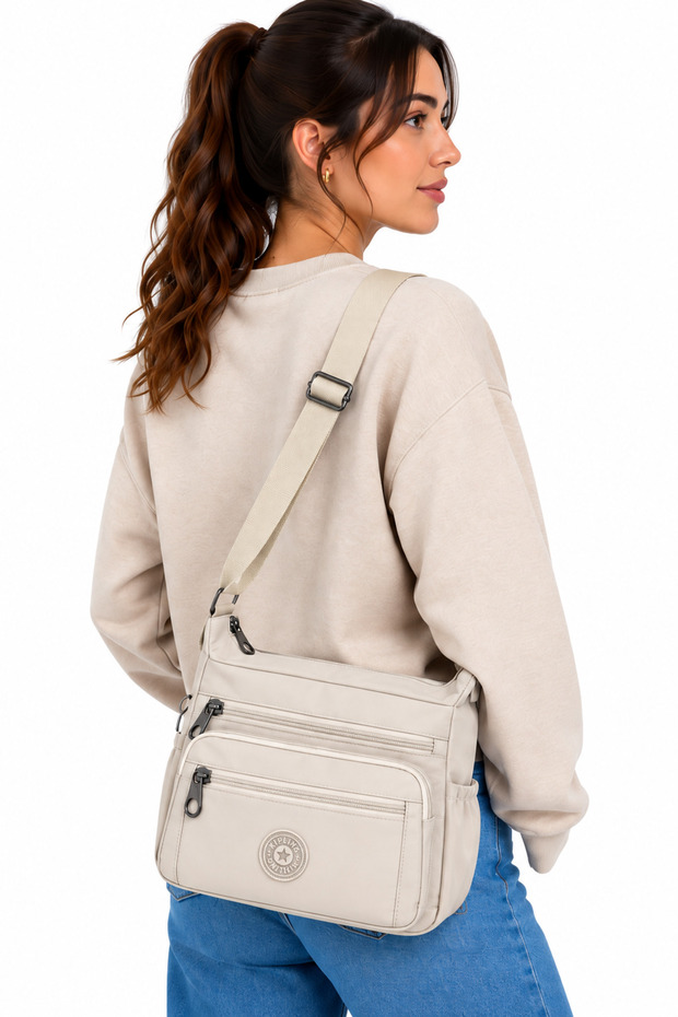 Geantă de umăr tip crossbody Material rezistent la apă 4100 Bej