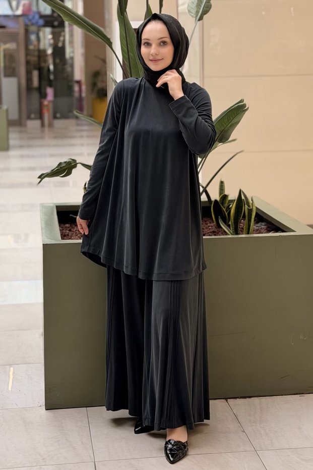 Basic Tunic Ribbed Pants Set