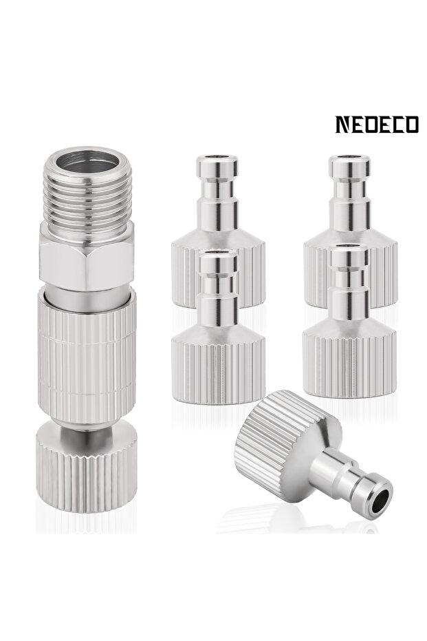 NCT-QDC5J Airbrush Quick Disconnect Coupler Release Fitting Plug, 6pcs 1/8 in BSP Male and Female Co
