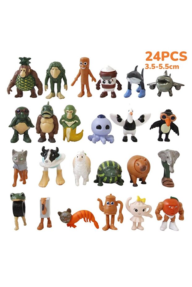 24PCS a set 24pcs/set Italian Brainrot Tung Tung Sahur Model PVC Tung Sahur Action Figures