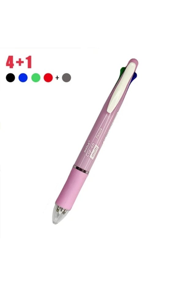 Multi-Colored Light Pink 5 In 1 Multicolor Ballpoint Pens 4 Colors Ball Pen 1 Automatic Pencil With