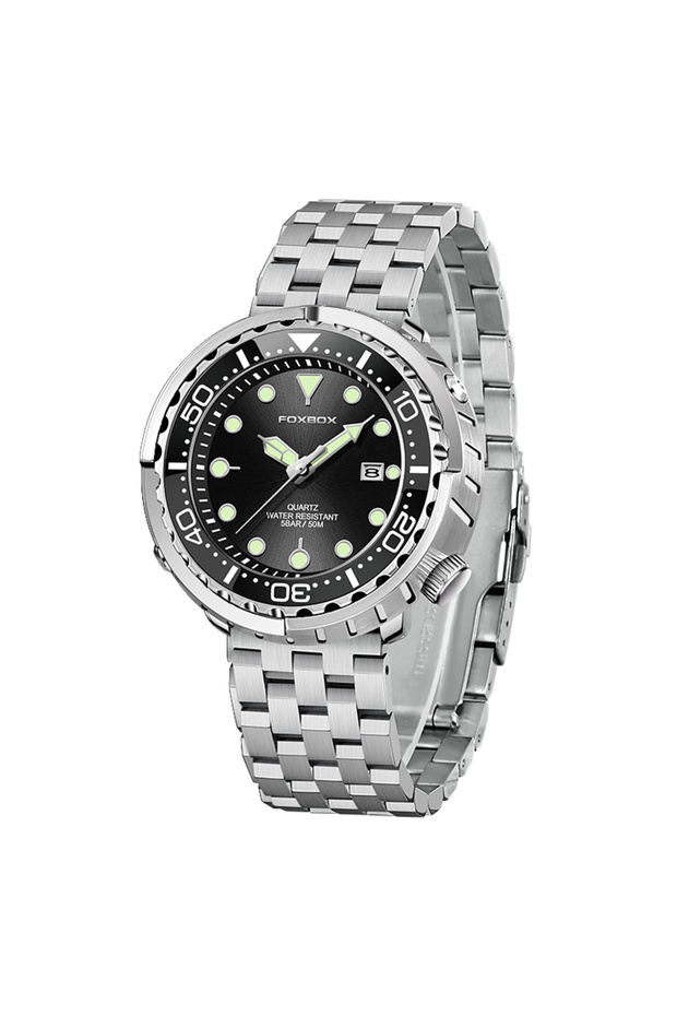 LIGE Black L FOXBOX Top Brand Fashion Diver Watch Men 50ATM Waterproof Date Clock Sport Watches Men