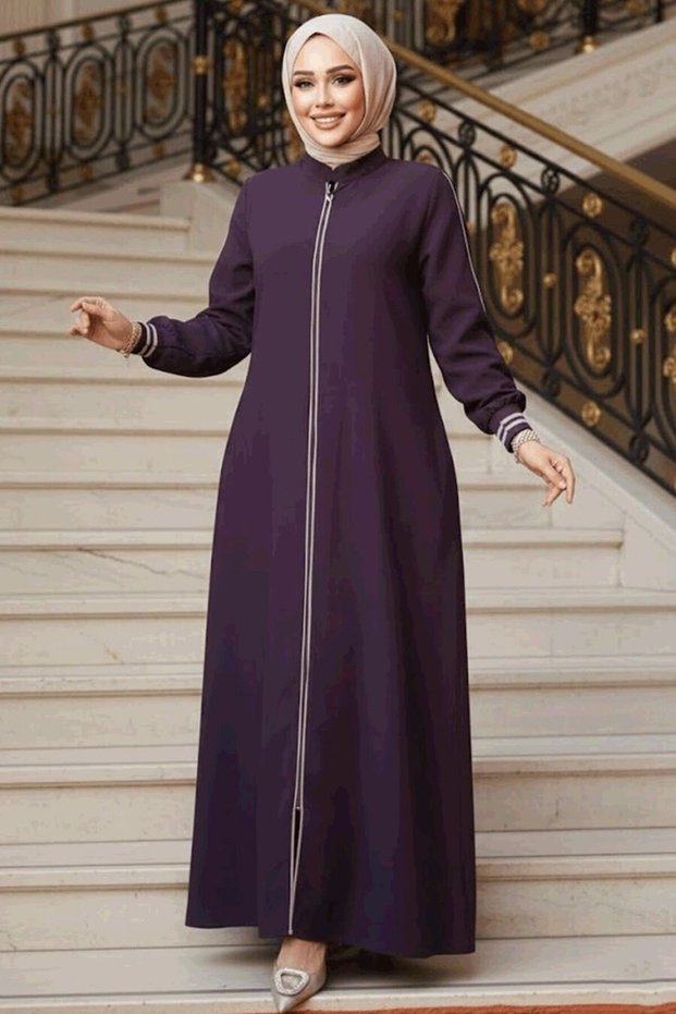 Zippered Plum Hijab Ferace 26381Mu