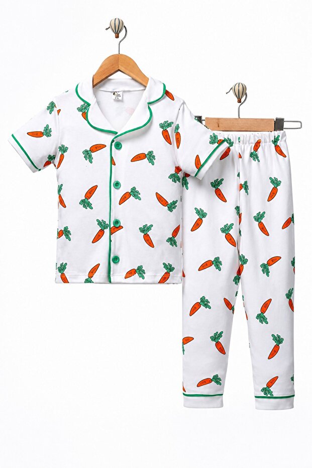 Boy/Baby Carrot Patterned Short Sleeve Summer Pajama Set Top and Bottom 6-24 Months 3-6 Years