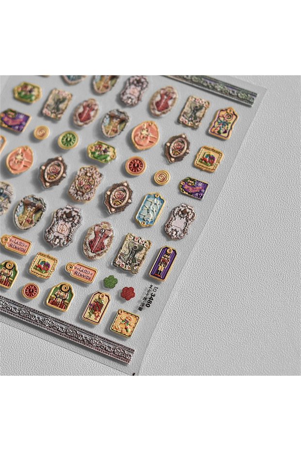 NAILFYOU 1pcs to3480 1pcs 5D 2024New English Retro Nail Stickers Japanese Luxury Relief Self Adhesiv