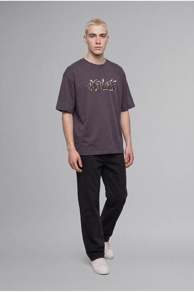 100% Cotton Boxy Fit Crew Neck Printed Short Sleeve T-Shirt J0773Ax26Au