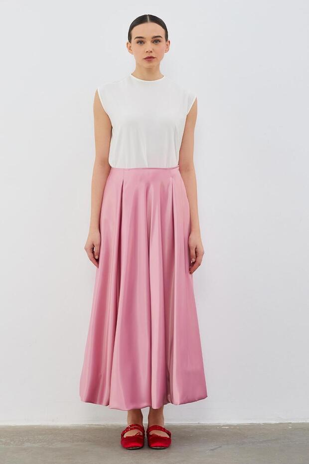 Aris Satin Balloon Skirt Pink