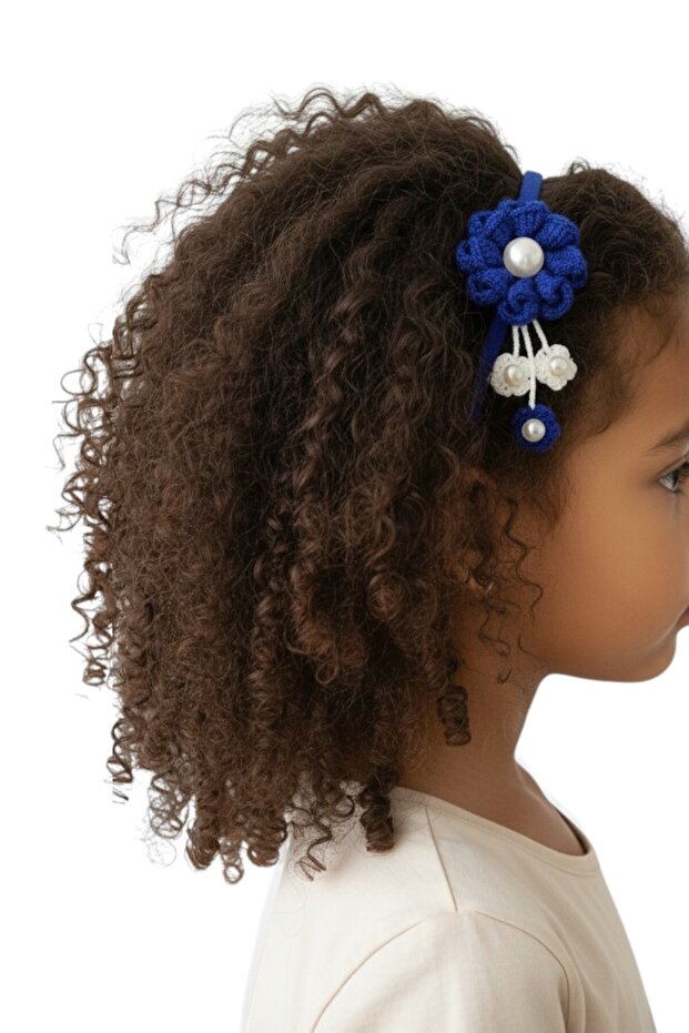 Floral Hair Crown with Hanging Pearls