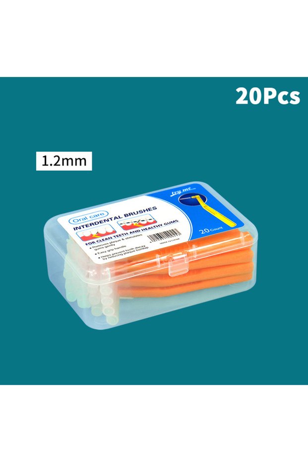 Orange 【AD】20Pcs/box L Shape Push-Pull Interdental Brush Orthodontic Toothpick Teeth Whitening Tooth