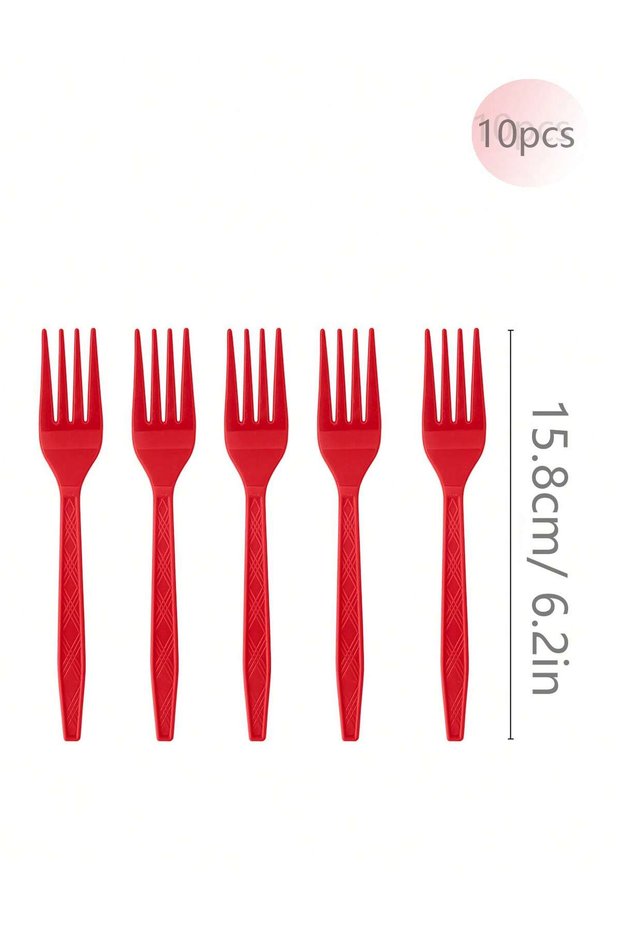 10pcs Fork Solid Red Theme Birthday Super Girls Decorations Party Disposable Tableware Paper Napkins