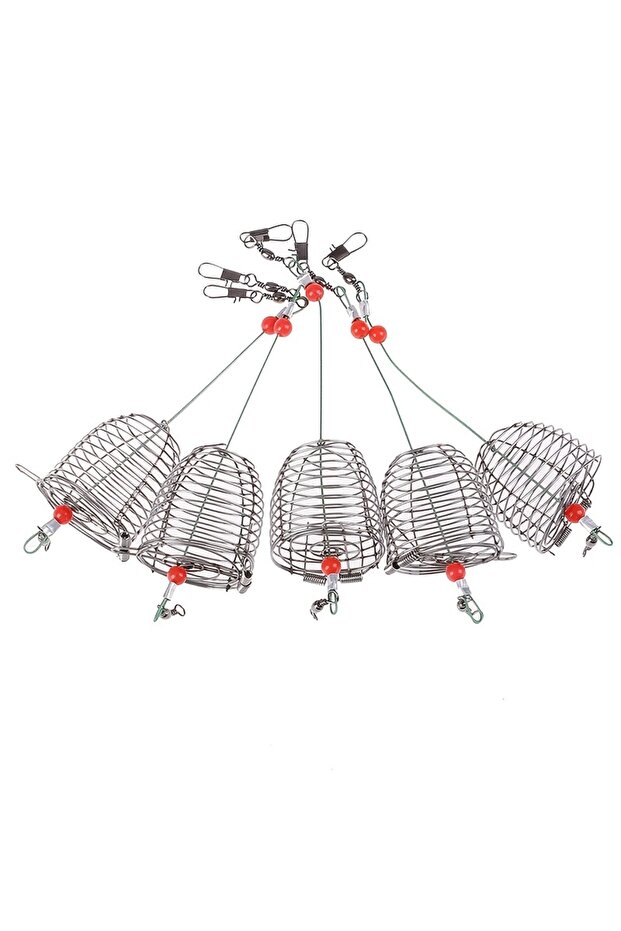 5PCS 5PCS Nesting Device Nesting Cage Bait Cage Fishing Bait Cage Stainless Steel Metal Fishing Bait