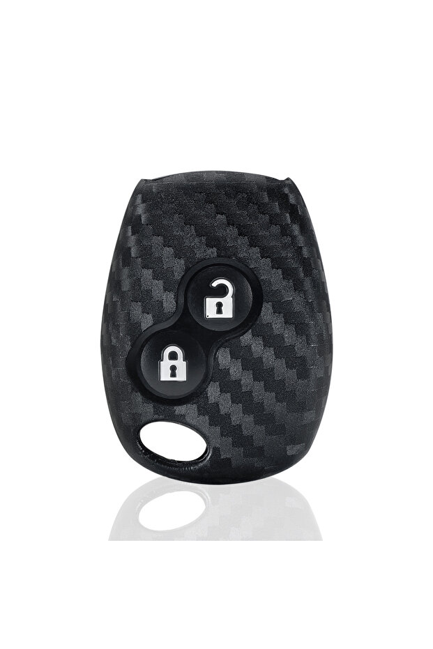 2 buttons 2 Button Carbon Fiber Silicone Car Key Shell Fob Case Cover Holder For Renault Clio Trafic