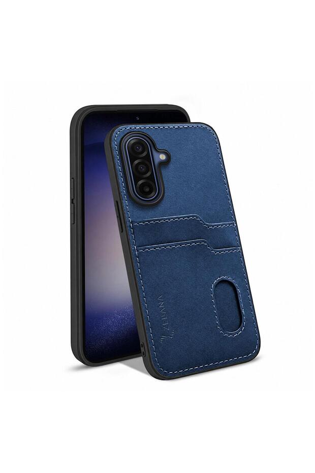 Samsung Galaxy A57 Compatible Case with Card Holder Luxury Leather Case Navy Blue