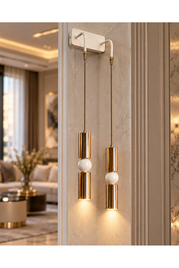 Petra 2-Piece Decorative Modern Gold Plated Wall Sconce for Indoor Use (Daylight Led Bulbs Included!!!)