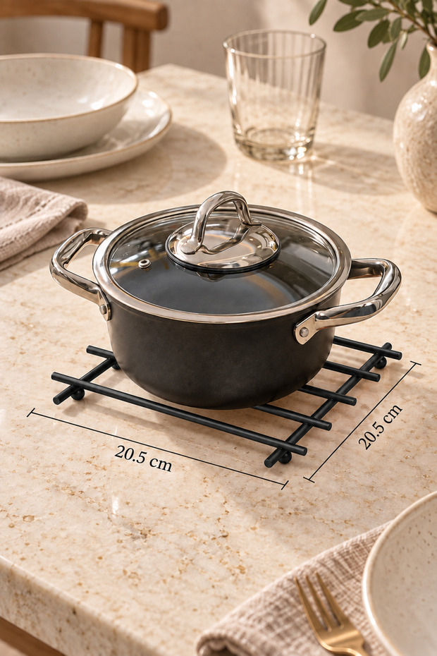 Matte Black Flat Bar Fireproof Trivet, Countertop Coaster - Metal Stainless